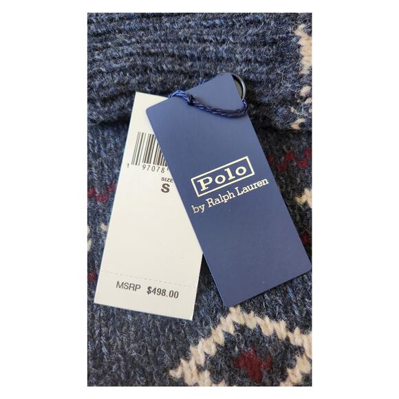 Polo Ralph Lauren Mens Wool Cashmere Deer Patterned Turtleneck Sweater Small NWT - Picture 6 of 6